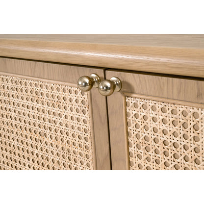 Cannes Media Sideboard by Essentials For Living in natural oak, cane. Made from solid oak wood, oak veneer, cane, iron in a transitional style.