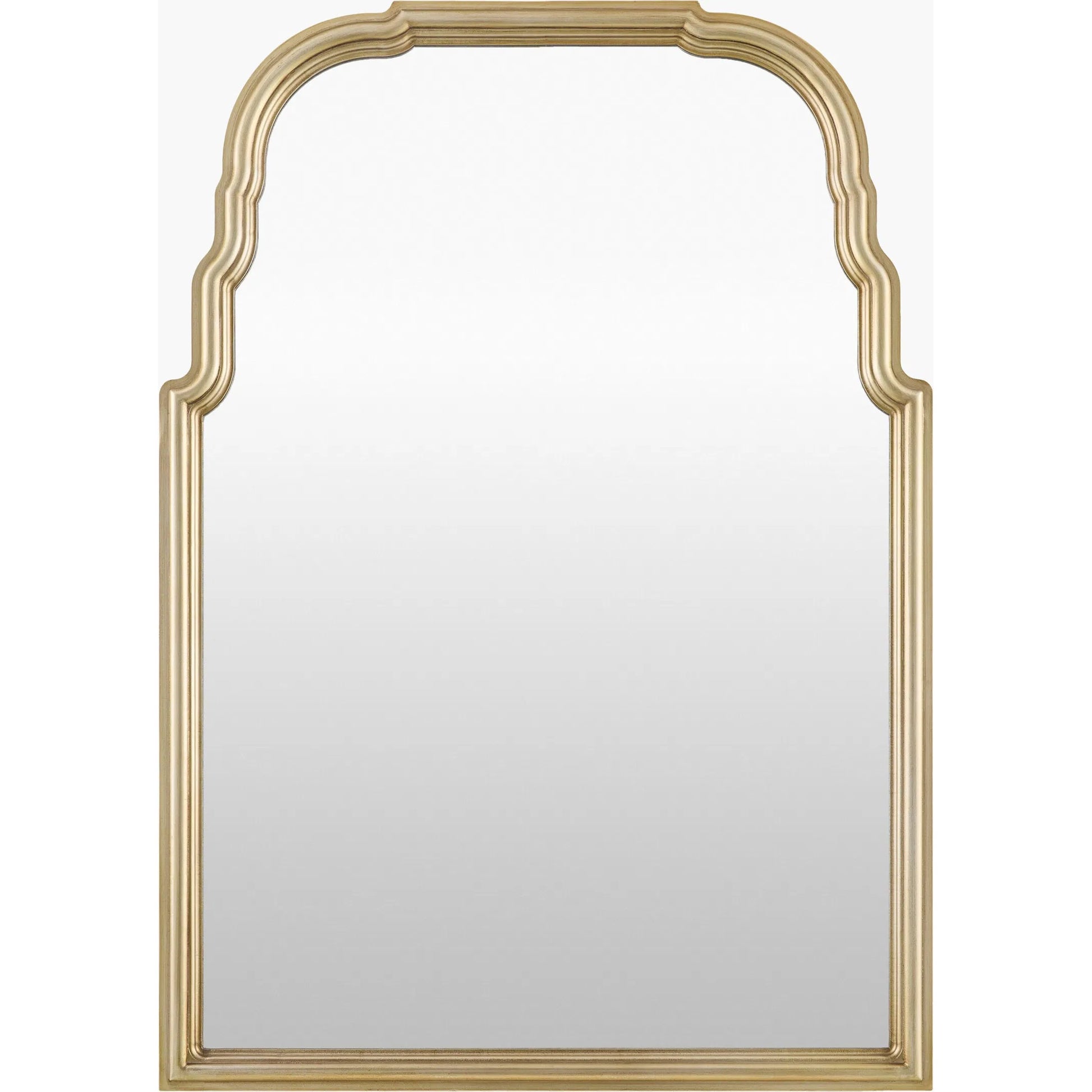 Canterbury Mantel Mirror by Livabliss in champagne. Made from manufactured wood in a unique style.