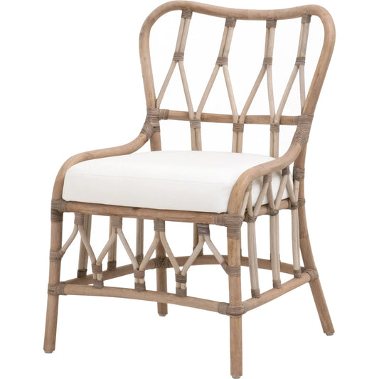 Caprice Dining Chair (Set of 2) by Essentials For Living in matte gray rattan, matte gray binding, blanche. Made from rattan, mdf, 100% polyester fabric, foam in a rustic style.