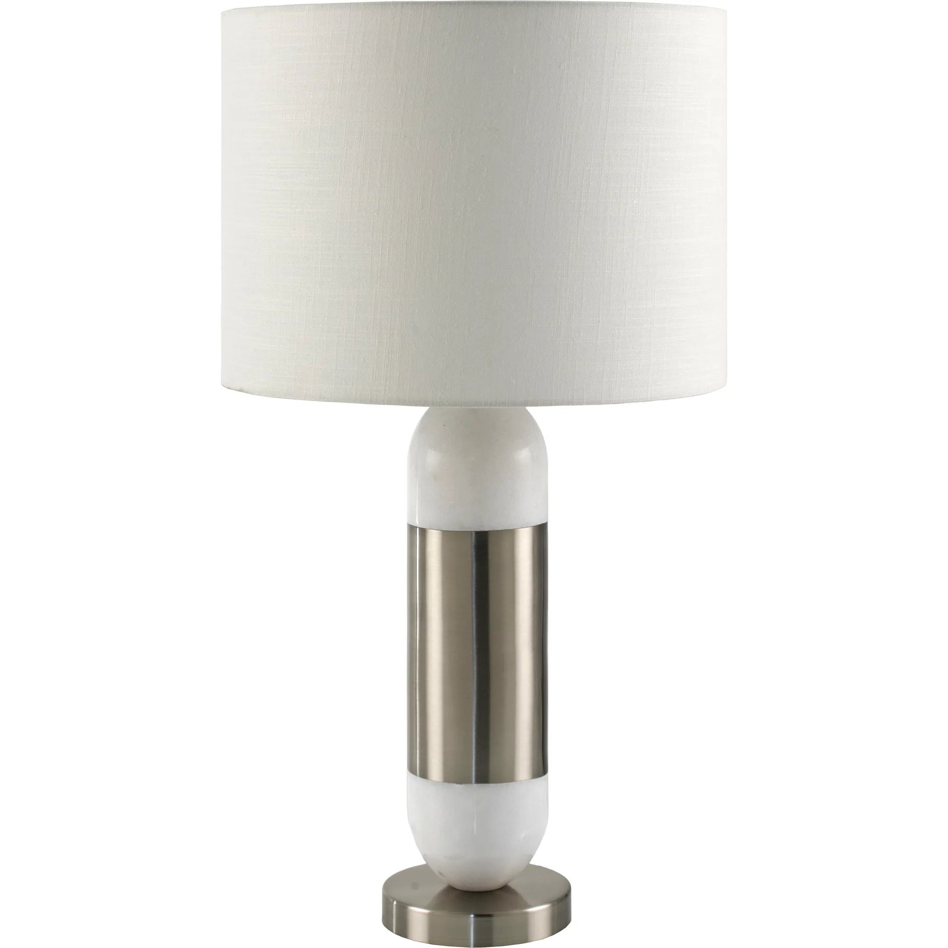 Carina Accent Table Lamp by Surya in platedmarbledplatedplated. Made from marble, iron, linen, polyester in a transitional style.
