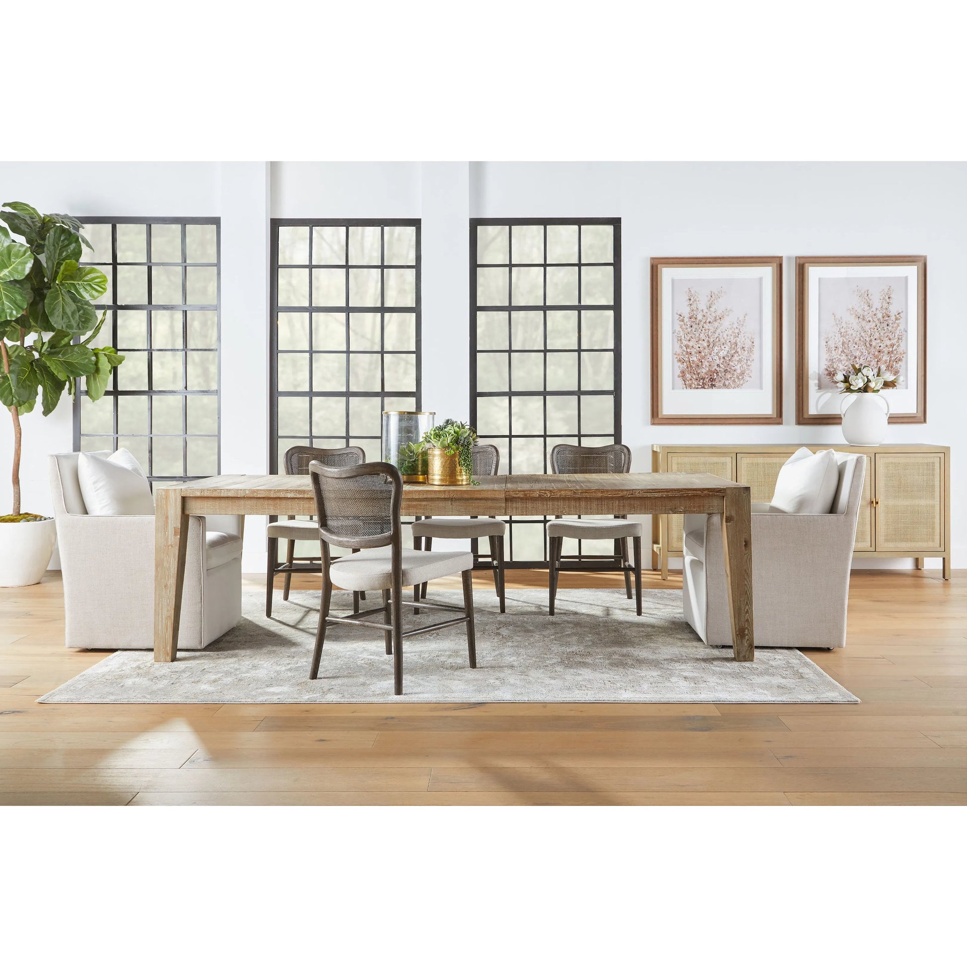 Carina Media Sideboard by Essentials For Living in smoke gray oak, smoke gray cane. Made from solid oak wood, oak veneer, mdf, plywood, cane in a cottage & farmhouse style.