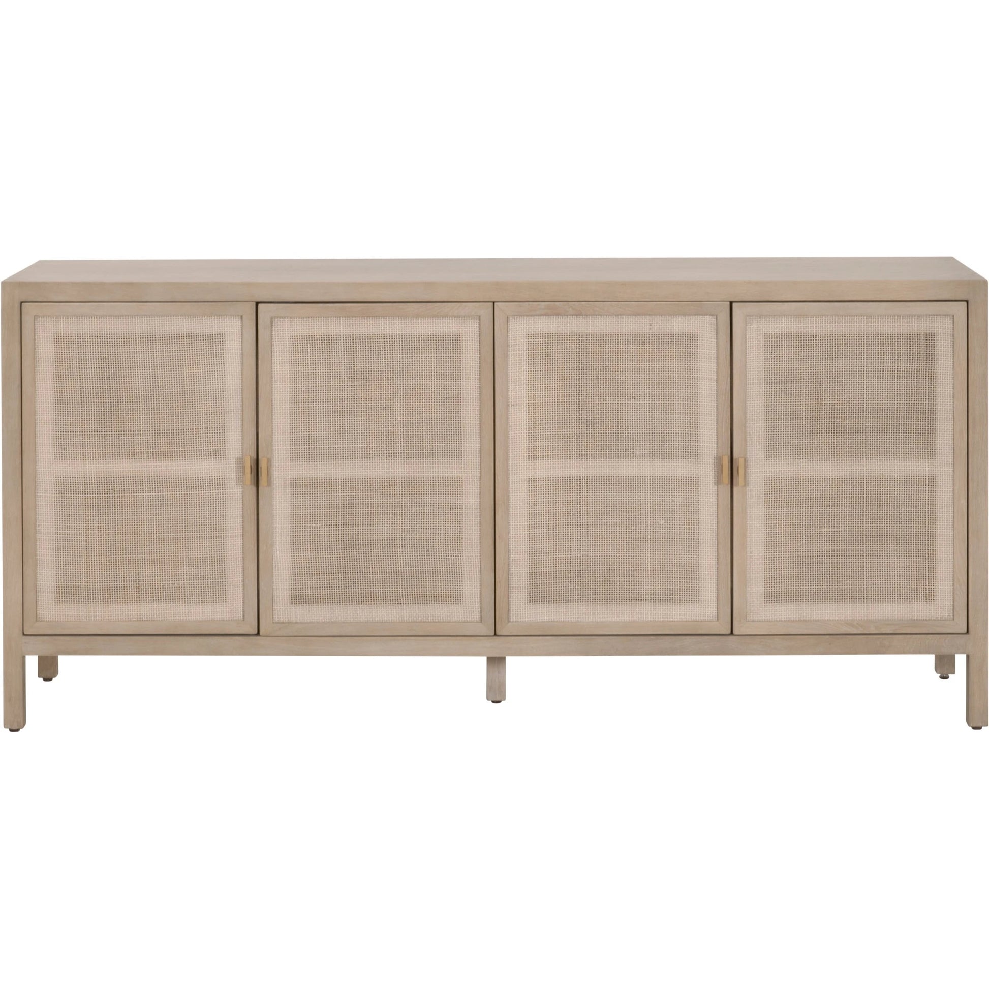 Carina Media Sideboard by Essentials For Living in smoke gray oak, smoke gray cane. Made from solid oak wood, oak veneer, mdf, plywood, cane in a cottage & farmhouse style.
