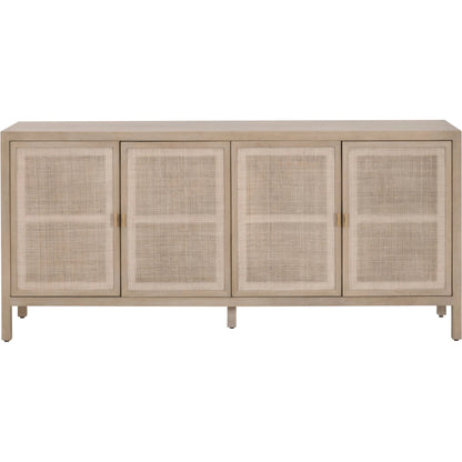 Carina Media Sideboard by Essentials For Living in smoke gray oak, smoke gray cane. Made from solid oak wood, oak veneer, mdf, plywood, cane in a cottage & farmhouse style.