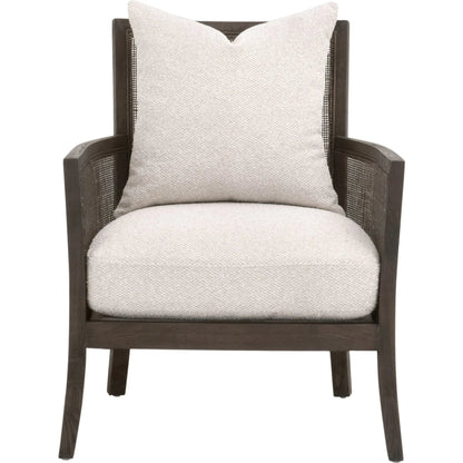 Caris Club Chair by Essentials For Living in livesmart gellar, linen, matte brown oak, cane. Made from rattan, solid oak wood, plywood in a modern style.
