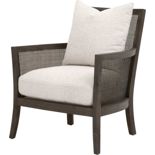 Caris Club Chair by Essentials For Living in livesmart gellar, linen, matte brown oak, cane. Made from rattan, solid oak wood, plywood in a unique style.