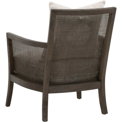 Caris Club Chair by Essentials For Living in livesmart gellar, linen, matte brown oak, cane. Made from rattan, solid oak wood, plywood in a modern style.