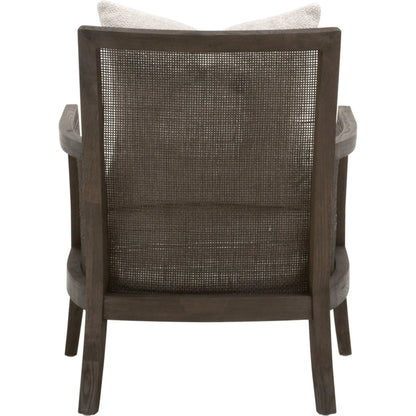 Caris Club Chair by Essentials For Living in livesmart gellar, linen, matte brown oak, cane. Made from rattan, solid oak wood, plywood in a modern style.