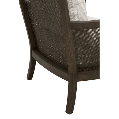 Caris Club Chair by Essentials For Living in livesmart gellar, linen, matte brown oak, cane. Made from rattan, solid oak wood, plywood in a modern style.