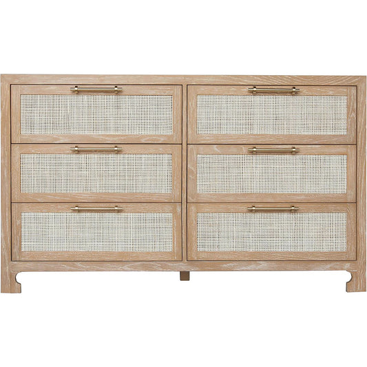 Carla Six Drawer Cane Front Chest by Worlds Away. Made from hardwood solids, mdf, caning, metal in a cottage & farmhouse style.