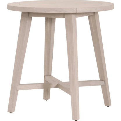 Carmel Outdoor 36" Round Counter Table by Essentials For Living in washed ever teak. Made from solid teak wood in a transitional style.