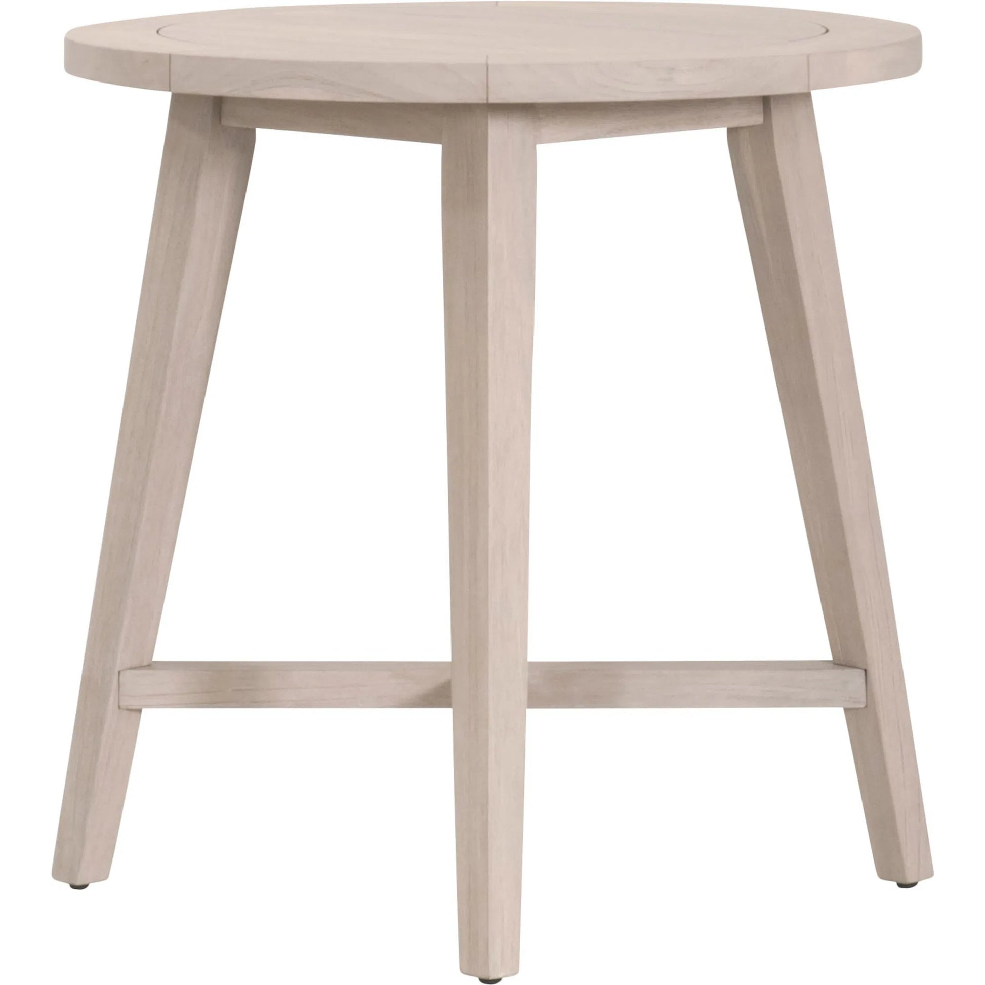 Carmel Outdoor 36" Round Counter Table by Essentials For Living in washed ever teak. Made from solid teak wood in a transitional style.