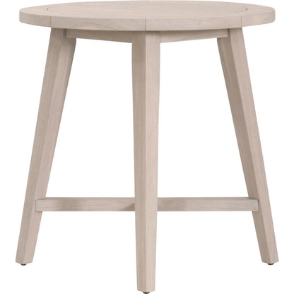 Carmel Outdoor 36" Round Counter Table by Essentials For Living in washed ever teak. Made from solid teak wood in a transitional style.