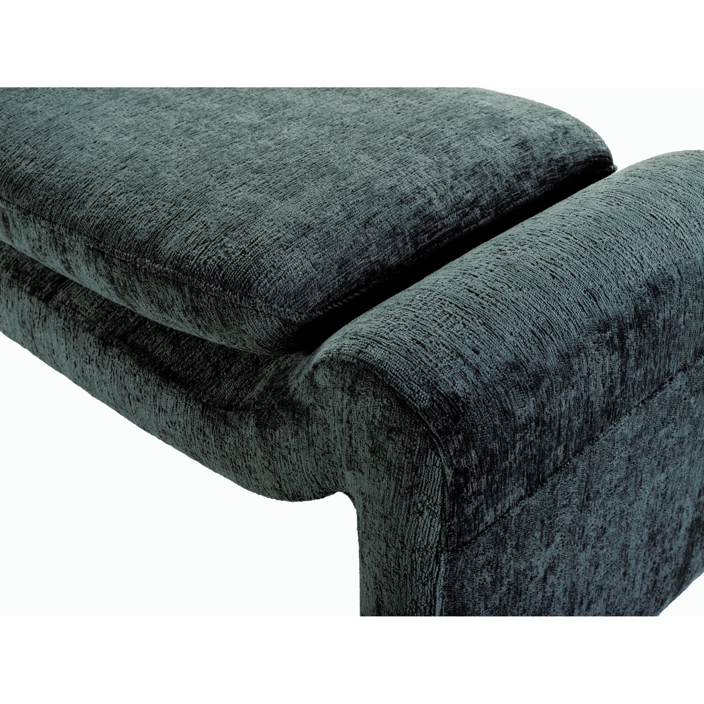 003 SI-2164459 | Closeup | Cascadia Bench - 528572 by Surya in upholstery: teal and stained. Made from polyester, pine, polyurethane foam, dacron in a modern style.