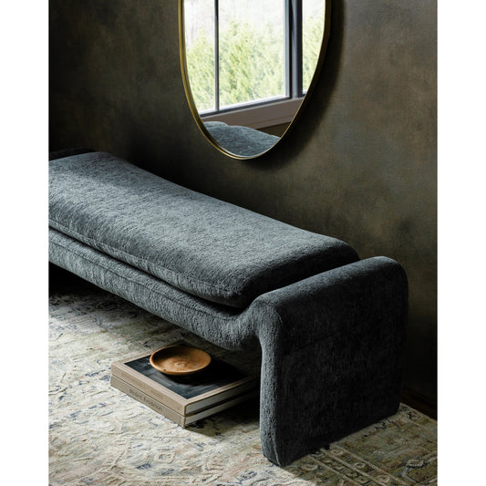 Cascadia Bench - 528572 by Surya in upholstery: teal and stained. Made from polyester, pine, polyurethane foam, dacron in a modern style.