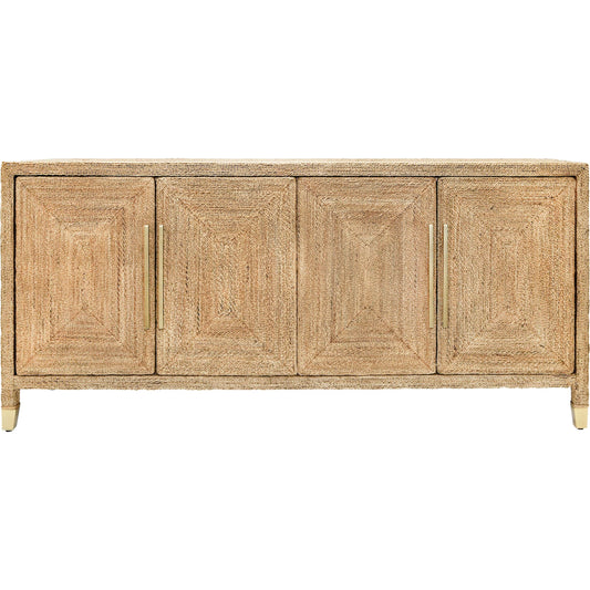 Casey Four Door Buffet by Worlds Away in natural. Made from solid wood, mdf in a unique style.