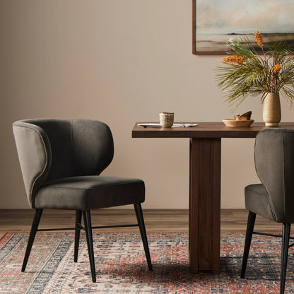 Arianna Dining Chair by Four Hands in bella smoke, midnight iron. Made from 100% polyester, iron in a modern style.