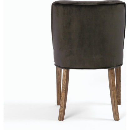 Aria Dining Chair by Four Hands in sienna chestnut, warm nettlewood and sienna chestnut. Made from top grain leather, solid nettlewood, 100% polyester in a modern style.