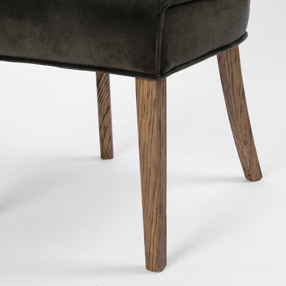 Aria Dining Chair by Four Hands in sienna chestnut, warm nettlewood and sienna chestnut. Made from top grain leather, solid nettlewood, 100% polyester in a modern style.