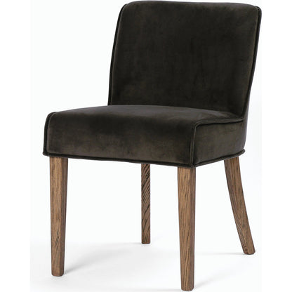 Aria Dining Chair by Four Hands in sienna chestnut, warm nettlewood and sienna chestnut. Made from top grain leather, solid nettlewood, 100% polyester in a modern style.