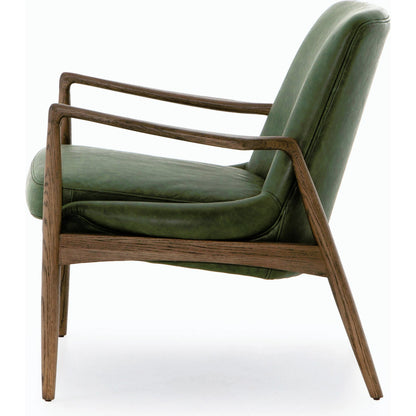 Braden Chair by Four Hands. Made from top grain leather, solid oak, 100% polyester in a modern style.