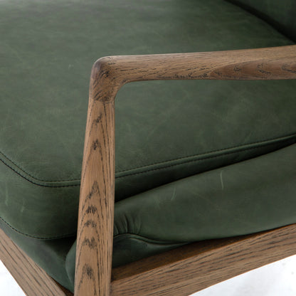 Braden Chair by Four Hands. Made from top grain leather, solid oak, 100% polyester in a modern style.