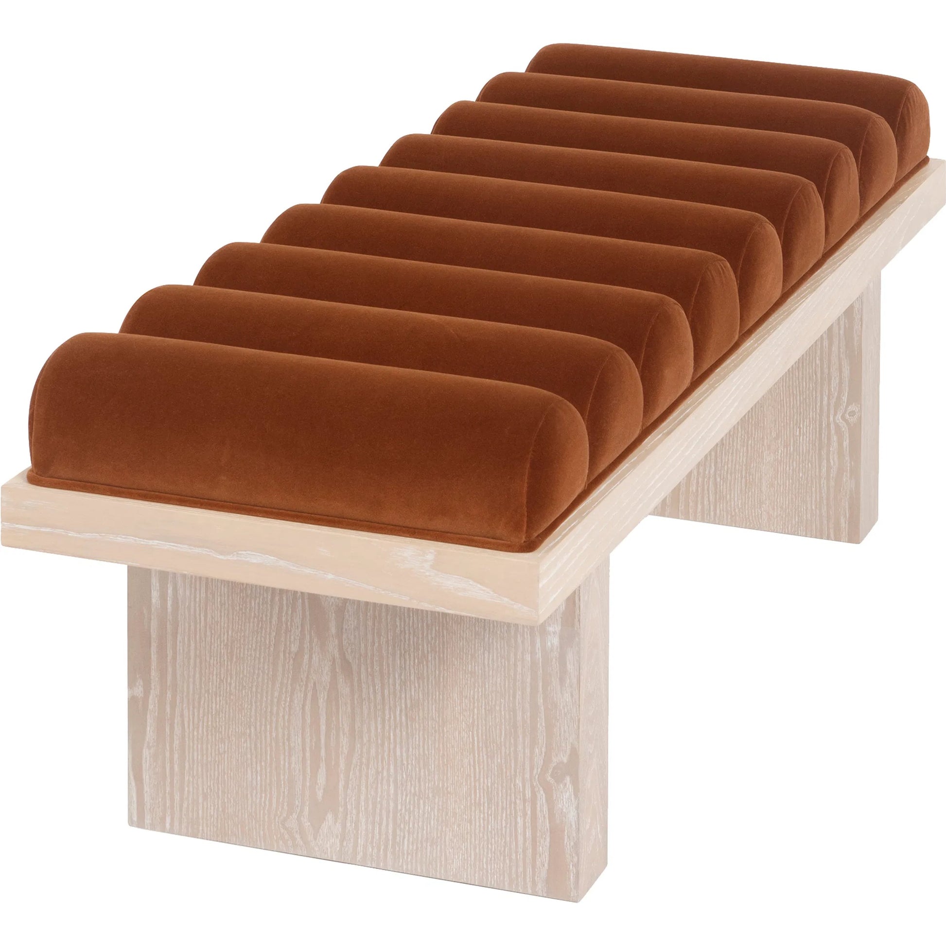 Caspian Channeled Seat Bench by Worlds Away in performance white linen. Made from unique in a modern style.