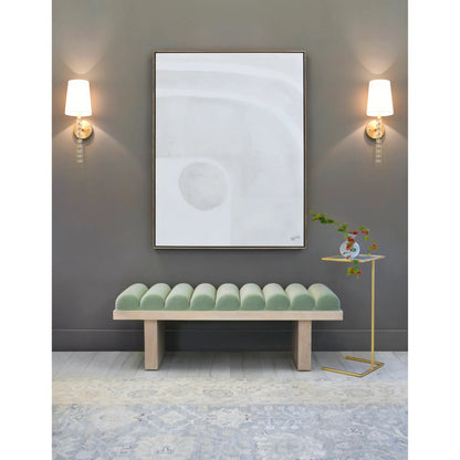 Caspian Channeled Seat Bench by Worlds Away in performance white linen. Made from unique in a modern style.
