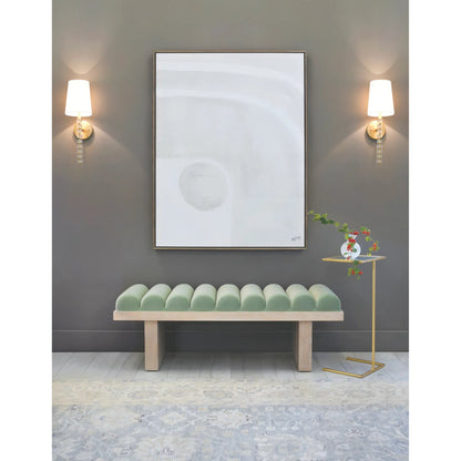 Caspian Channeled Seat Bench by Worlds Away in performance white linen. Made from unique in a modern style.