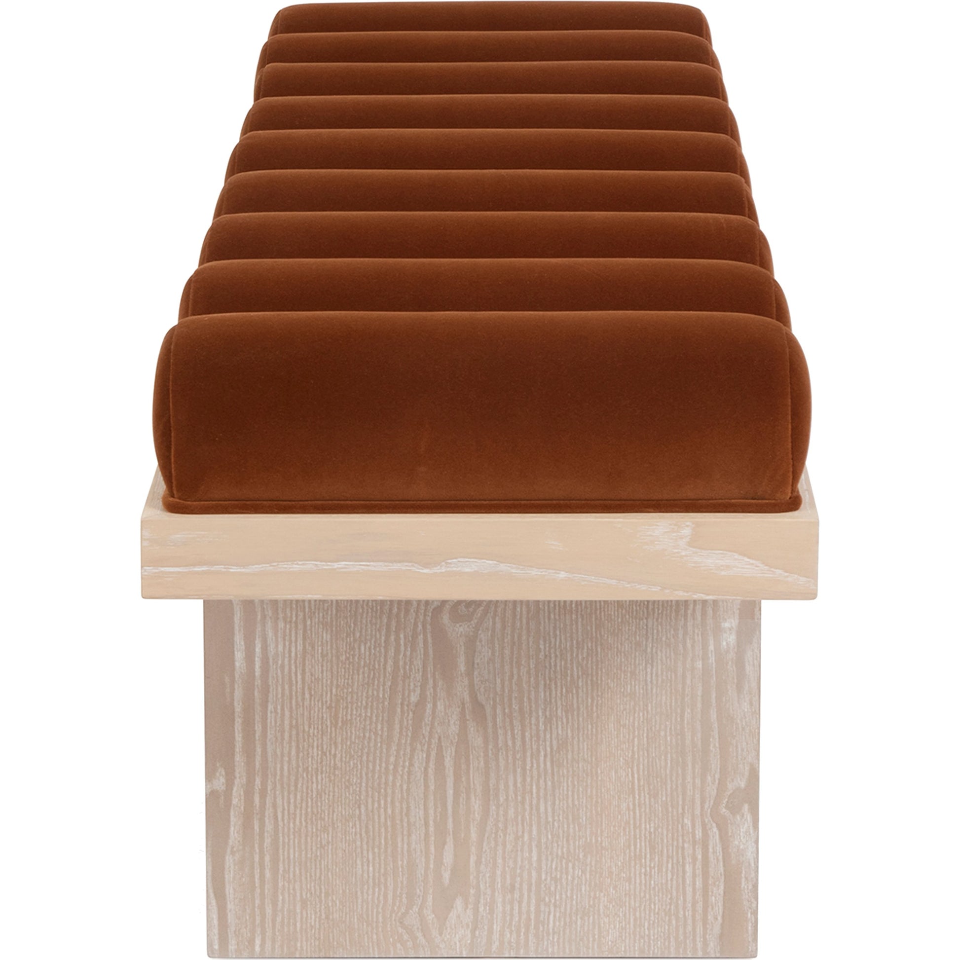 Caspian Channeled Seat Bench by Worlds Away in performance white linen. Made from unique in a modern style.