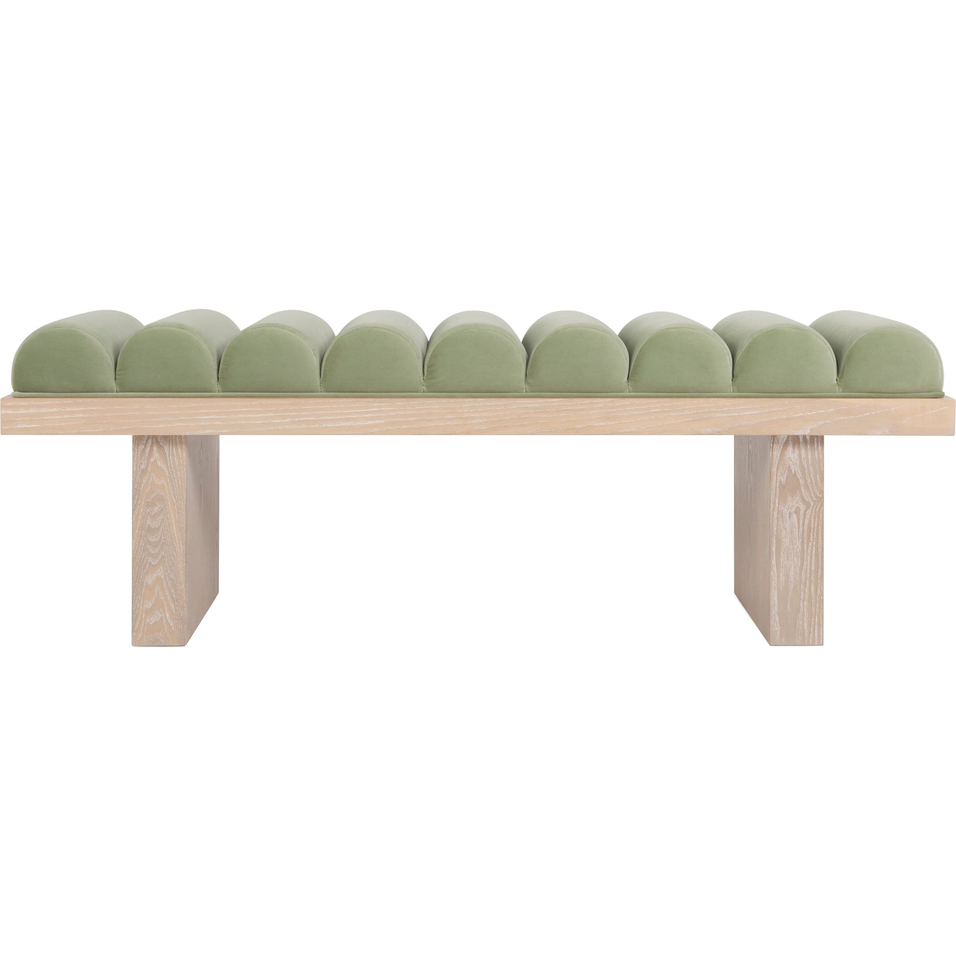 Caspian Channeled Seat Bench by Worlds Away in performance white linen. Made from unique in a modern style.
