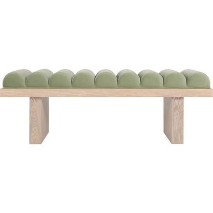 Caspian Channeled Seat Bench by Worlds Away in performance white linen. Made from unique in a modern style.