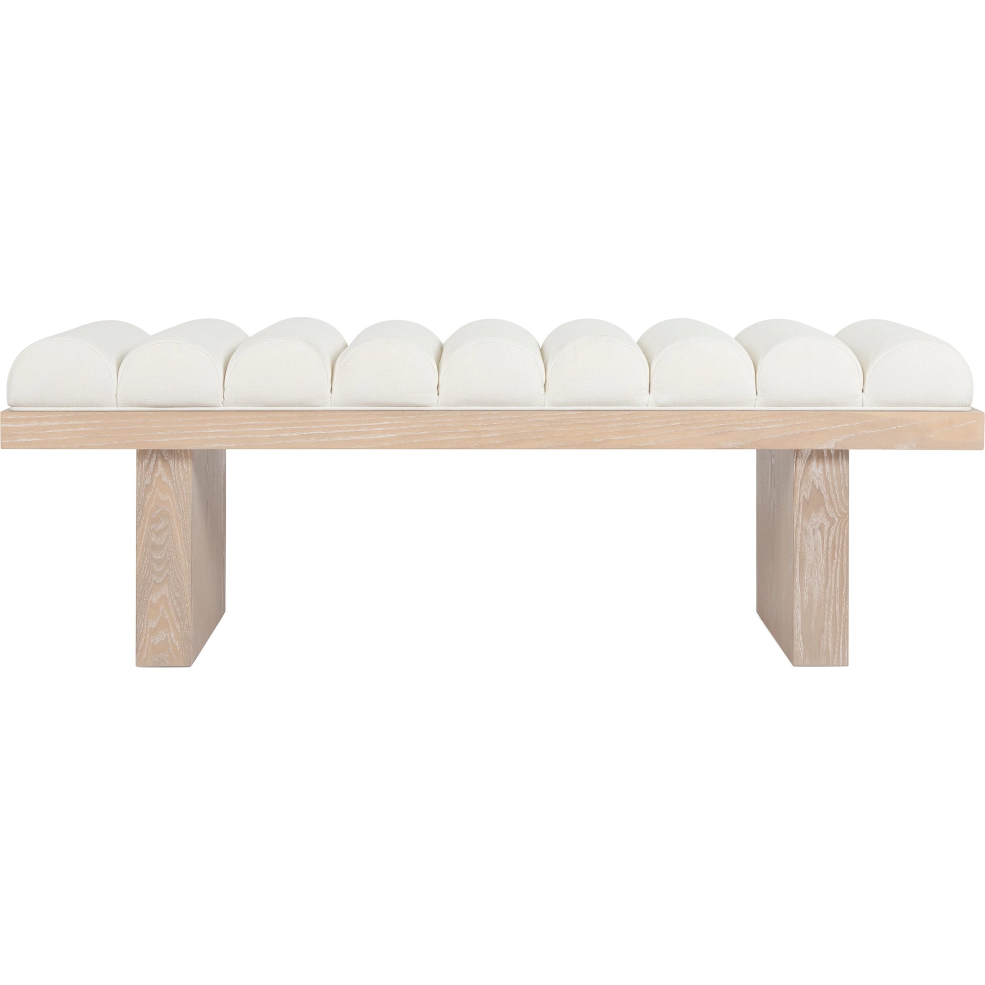Caspian Channeled Seat Bench by Worlds Away in performance white linen. Made from unique in a modern style.