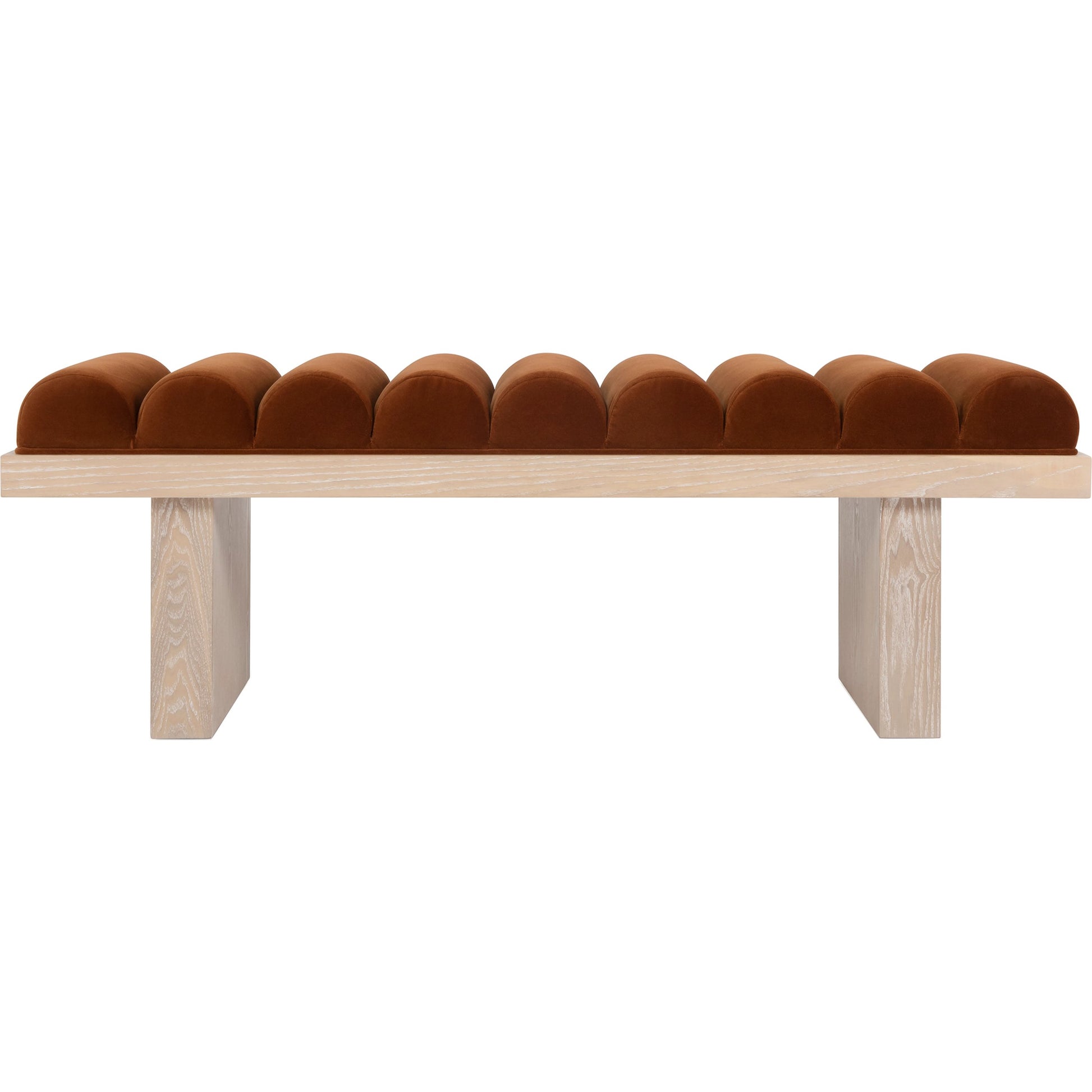 Caspian Channeled Seat Bench by Worlds Away in performance white linen. Made from unique in a modern style.