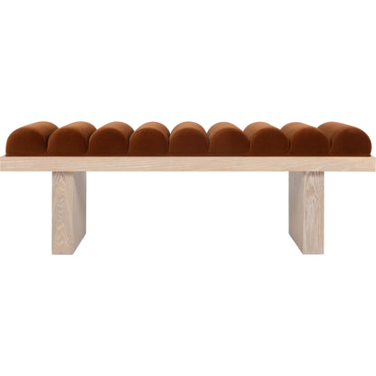 Caspian Channeled Seat Bench by Worlds Away in performance white linen. Made from unique in a modern style.