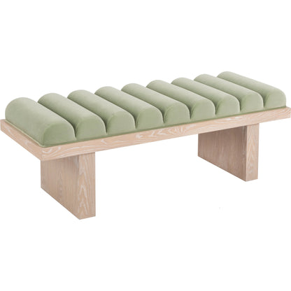 Caspian Channeled Seat Bench by Worlds Away in performance white linen. Made from unique in a modern style.