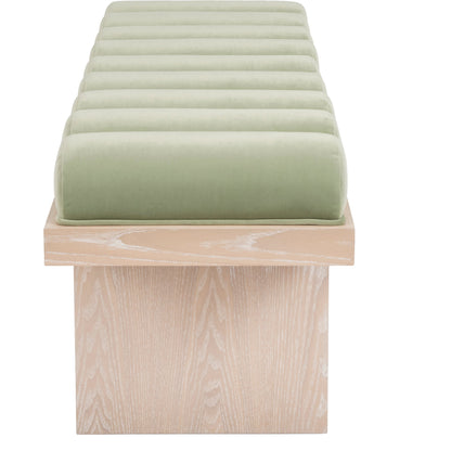 Caspian Channeled Seat Bench by Worlds Away in performance white linen. Made from unique in a modern style.