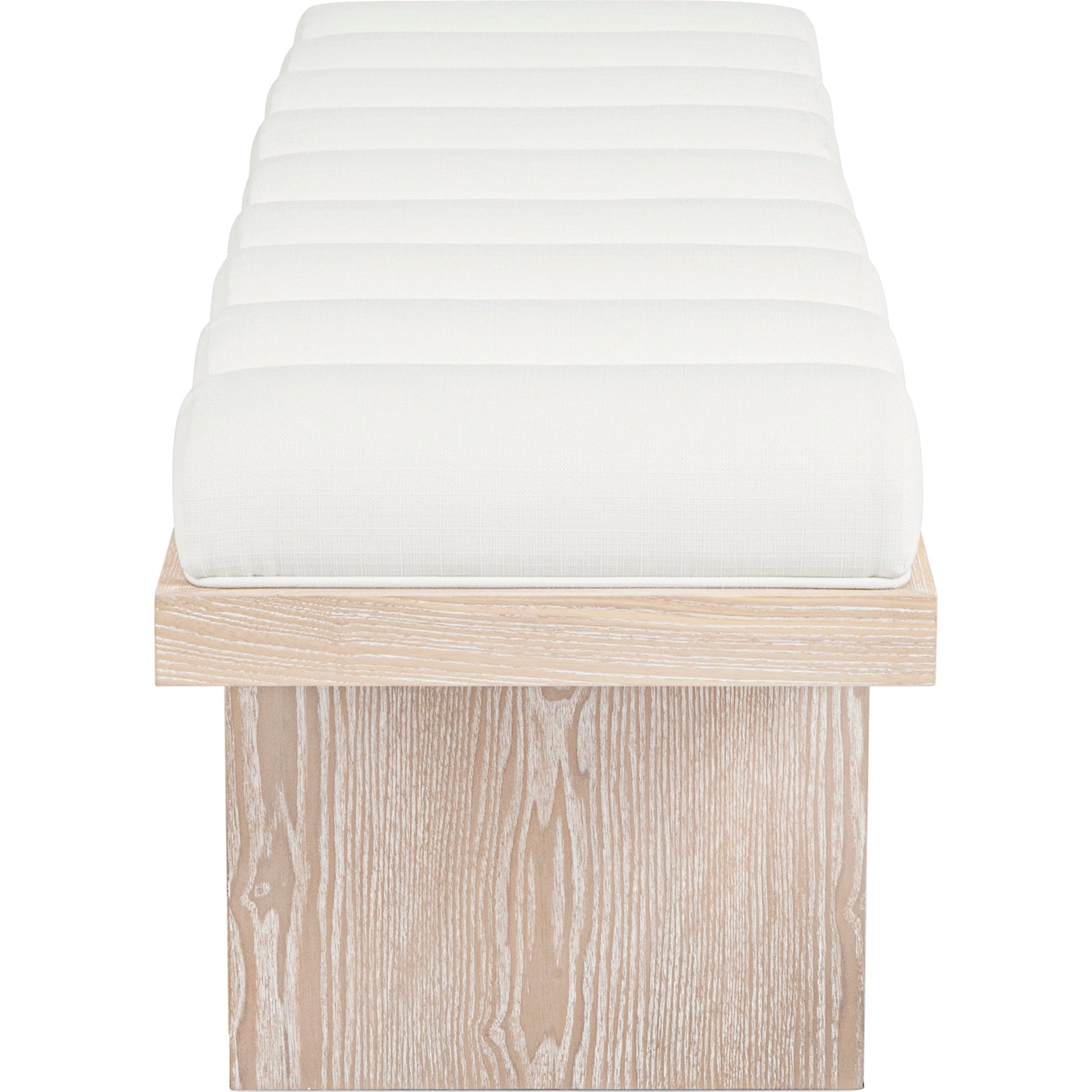 Caspian Channeled Seat Bench by Worlds Away in performance white linen. Made from unique in a modern style.
