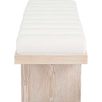 Caspian Channeled Seat Bench by Worlds Away in performance white linen. Made from unique in a modern style.