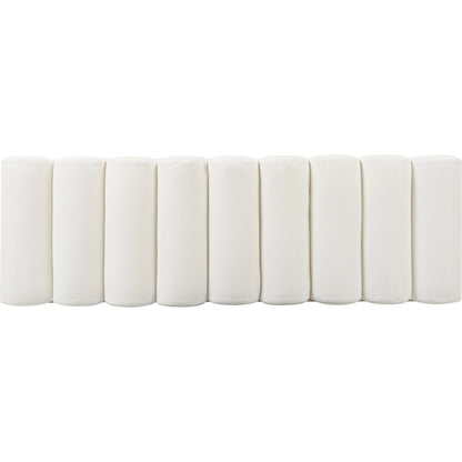 Caspian Channeled Seat Bench by Worlds Away in performance white linen. Made from unique in a modern style.