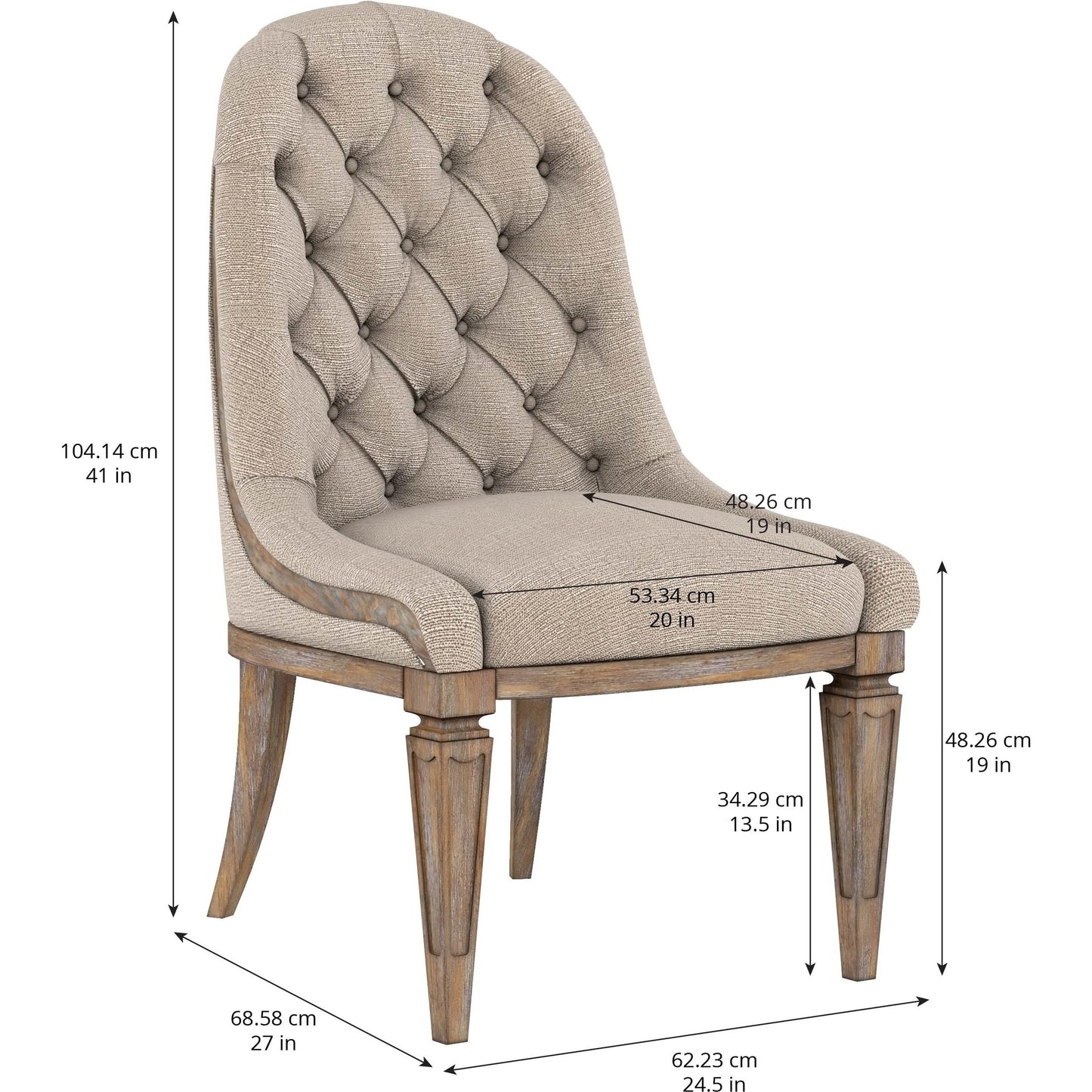 006 SI-2064919 | Additional Silo | Architrave Upholstered Side Chair by A.R.T. Furniture in almond. Made from parawood solids, foam, fabric in a traditional style.