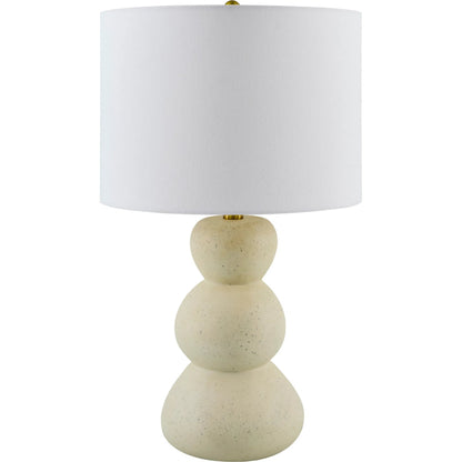 Cayey Accent Table Lamp by Livabliss in body: cream; shade: white; finial: metallic - brass; harp: metallic - brass; cord: translucent and paintedplated. Made from resin, linen, polyester, steel in a transitional style.
