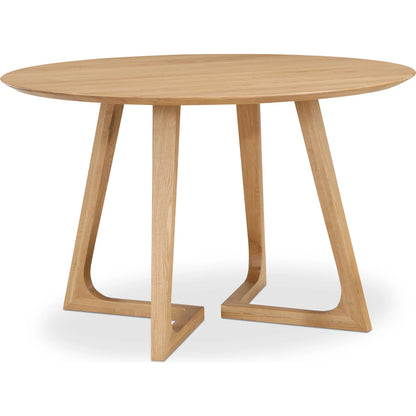 Godenza Round Dining Table Oak by Moe's Home Collection in natural. Made from solid oak in a transitional style.