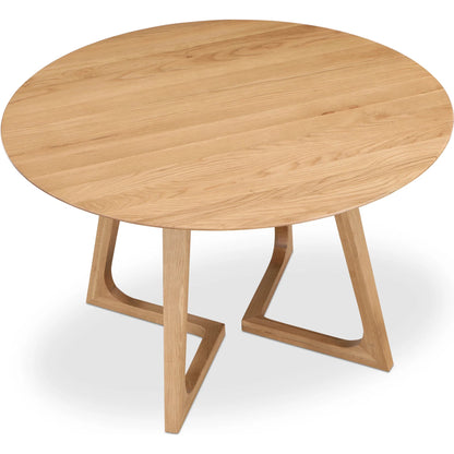 Godenza Round Dining Table Oak by Moe's Home Collection in natural. Made from solid oak in a transitional style.