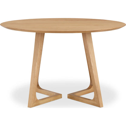 Godenza Round Dining Table Oak by Moe's Home Collection in natural. Made from solid oak in a transitional style.