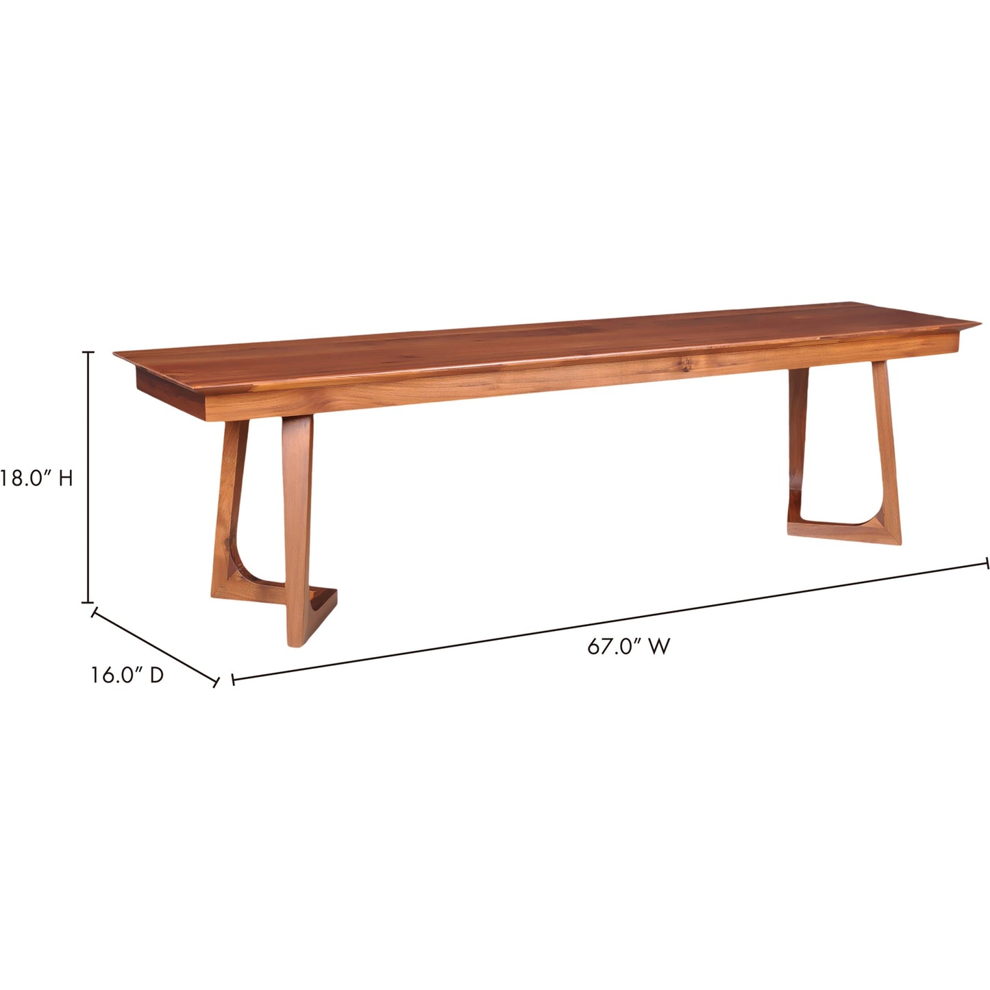 002 SI-2121919 | Additional Silo | Godenza Bench by Moe's Home Collection in brown. Made from solid walnut in a modern style.