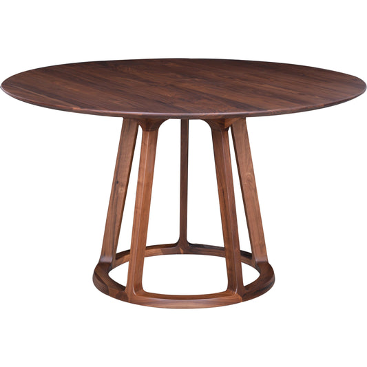 Aldo Round Dining Table by Moe's Home Collection in walnut. Made from solid american walnut in a modern style.