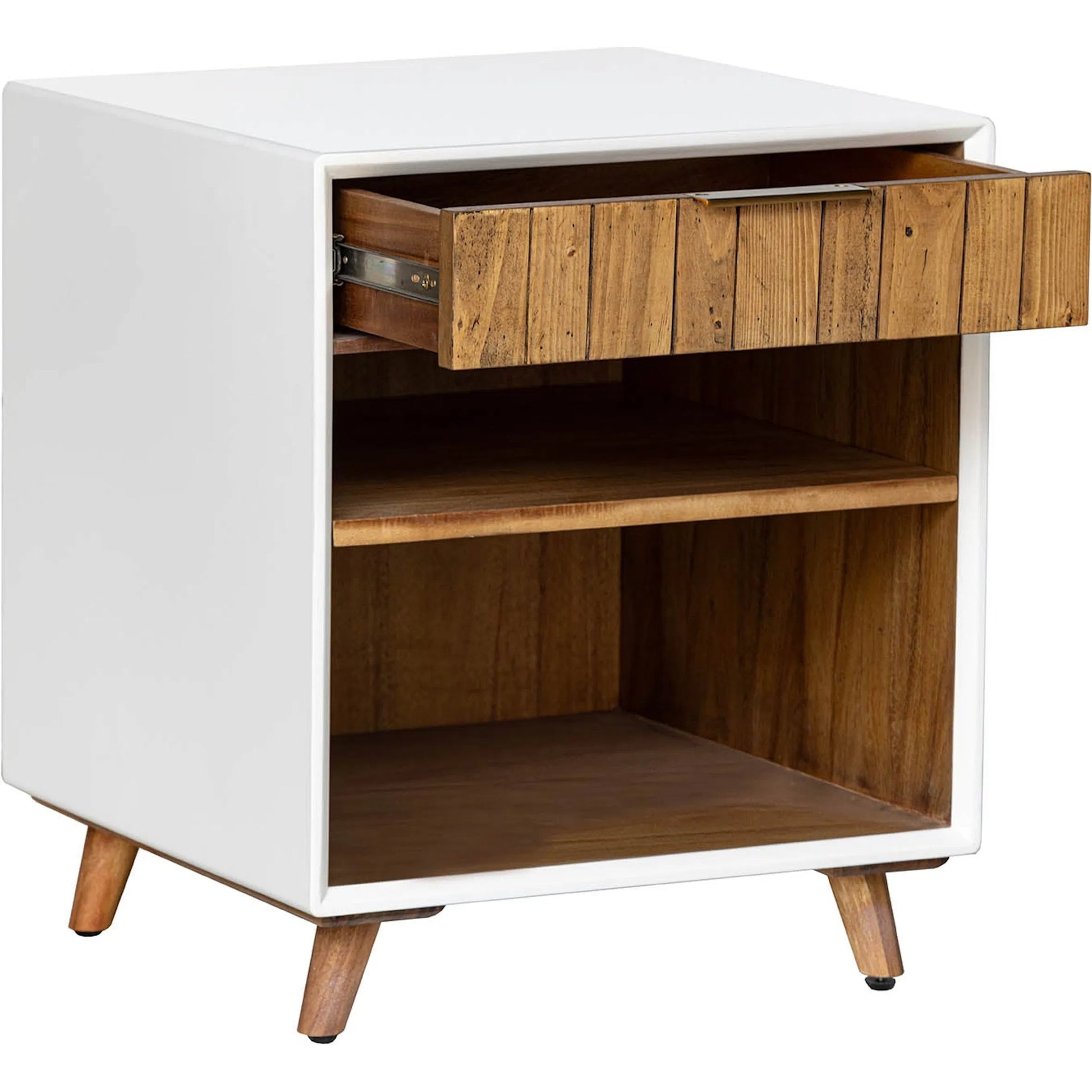 Casablanca Nightstand by LH Imports in rustic natural, white lacquer. Made from reclaimed pallet wood in a modern style.