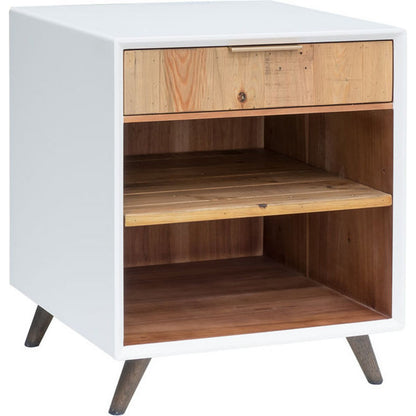 Casablanca Nightstand by LH Imports in rustic natural, white lacquer. Made from reclaimed pallet wood in a modern style.
