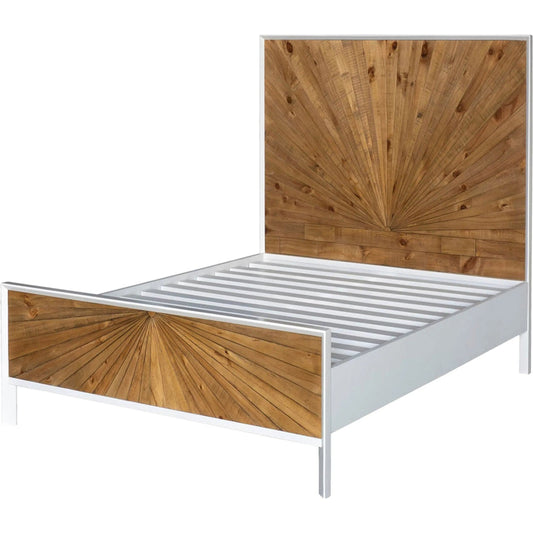 Casablanca Bed by LH Imports in rustic natural, white lacquer. Made from solid oak, reclaimed pine, lvl plywood, mdf in white lacquer in a modern style.