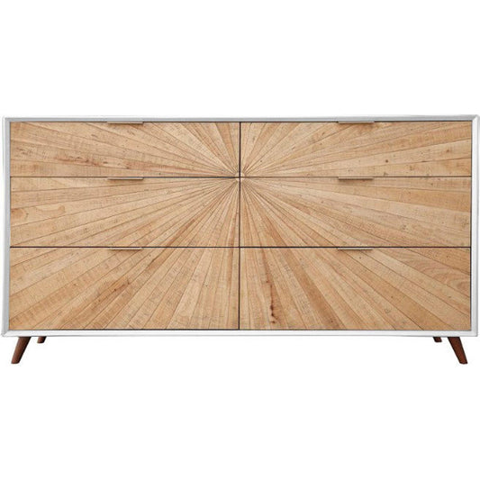 Casablanca Dresser by LH Imports in rustic natural, white lacquer. Made from reclaimed pallet wood in a modern style.